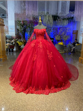 Floral red Quinceanrea Dresses Beaded Sweetheart Wedding Gown With Cape